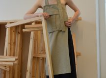 Jenna Rankin is a Masters Fashion Design graduate from The Glasgow School of Art. Her menswear collection draws inspiration from the relationship between clothing and wearer. She is particularly interested in the language of everyday dress, and the way in which we often wear clothing purely for practicality and function (for example; borrowing your Dad’s two-sizes-too-big coat to avoid the rain). Her research stems from explorations of the “uniform of the everyday” with a focus on exploring and subverting traditional ideas of function, scale and silhouette of these basic garments. Inspired by the characters she encountered on the street, and the archive of vintage and well-worn clothing she collected and photographed, the collection gives a nod to utilitarianism while simultaneously, and conflictingly, embracing notions of the excess and the impractical.